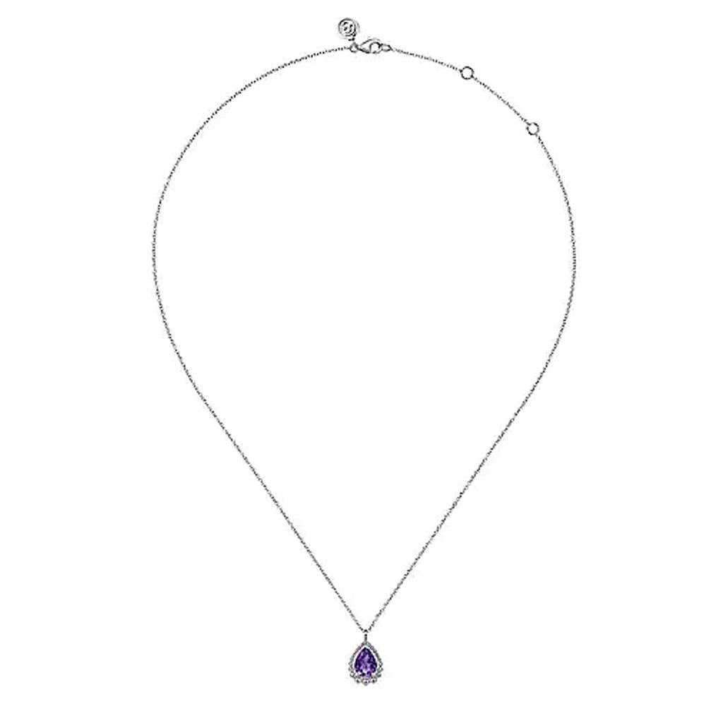 Gabriel & Co Sterling Silver Amethyst Teardrop Bujukan Necklace NK7097SVJAM