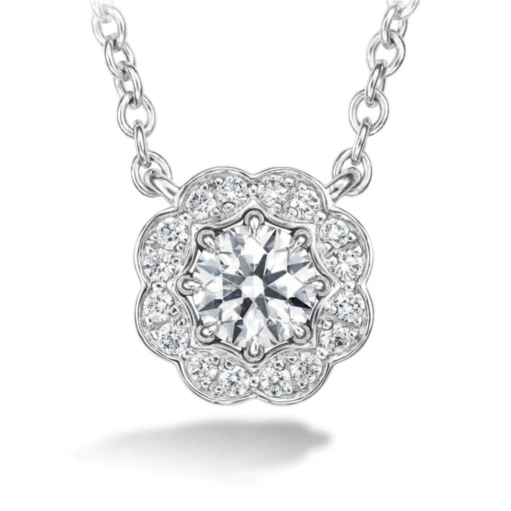 Hearts On Fire 18KW Lorelei Diamond Halo Pendant Necklace HFPLORDIAH00258W