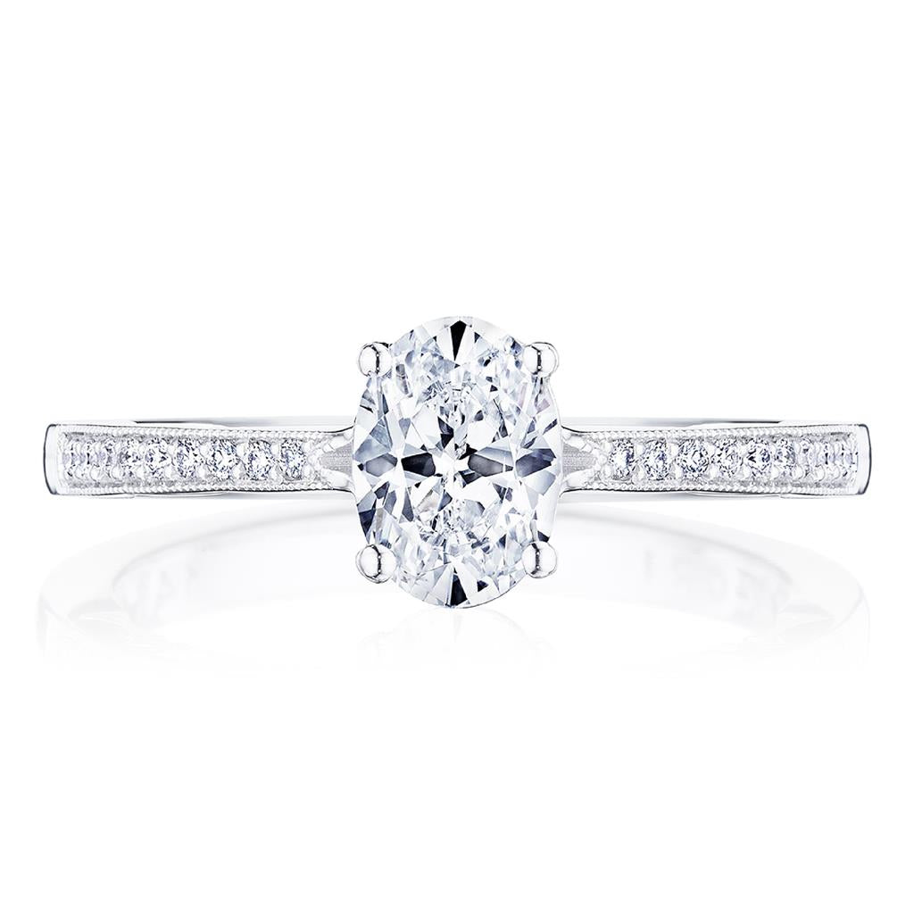 Tacori 14K White Gold Coastal Crescent Engagement Ring P102 OV 7x5 FW