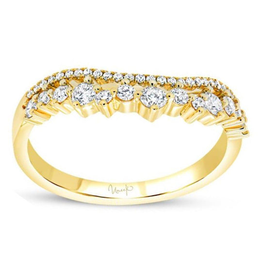 Uneek 14K Yellow Gold 2 Row Curved Diamond Band RB0269Y