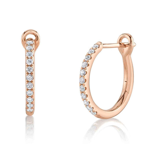 Shy Creation 14K Rose Gold Diamond Hoop Earrings SC22005486V2