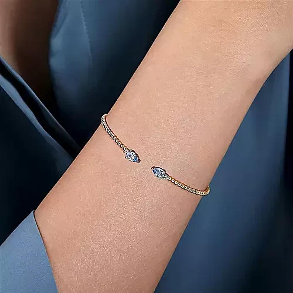 Gabriel & Co 14K Two Tone Blue Topaz and Diamond Bujukan Bangle BG4718-62M45BT