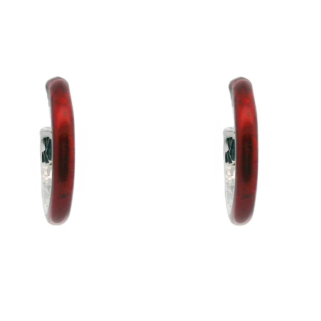Soho Sterling Silver Red Enamel Small Hoop Earrings AE005GOG