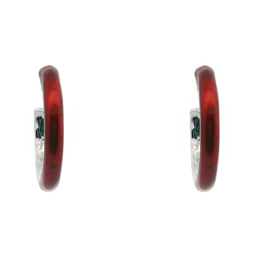 Soho Sterling Silver Red Enamel Small Hoop Earrings AE005GOG