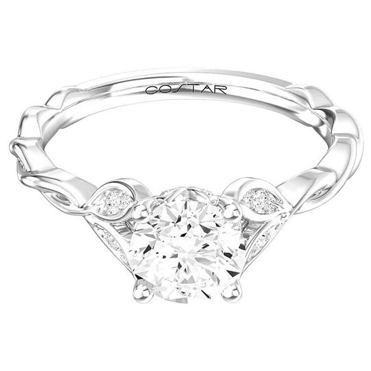 14K White Gold Twisted Floral Diamond Engagement Ring R14044W