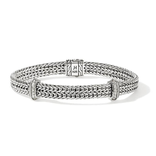 John Hardy Sterling Silver Icon Diamond Link Bracelet BUP989792DIXUM