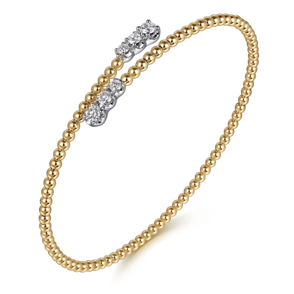 Gabriel & Co 14K Yellow Gold Bujukan Graduated Diamond Bypass Bangle BG4278-62M45JJ