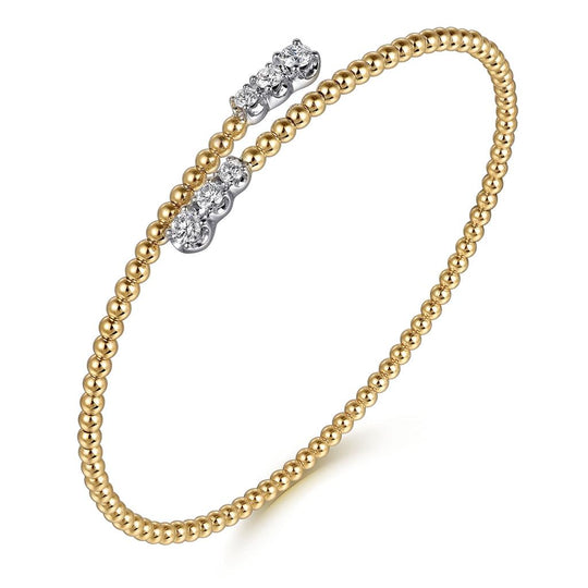 Gabriel & Co 14K Yellow Gold Bujukan Graduated Diamond Bypass Bangle BG4278-62M45JJ