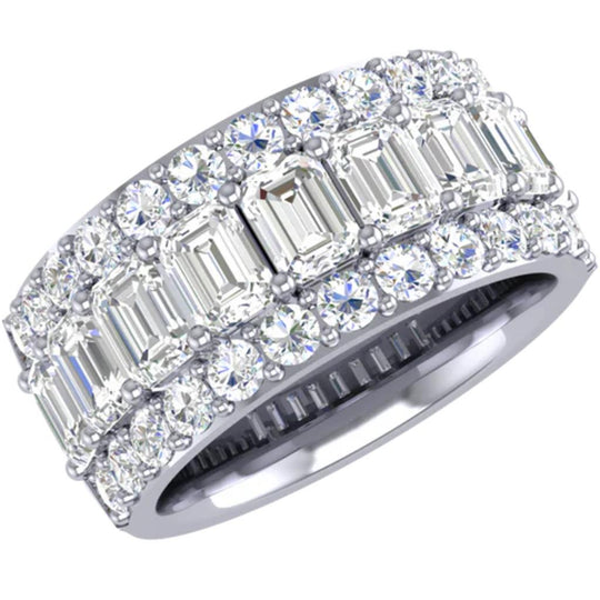 CW Signature Platinum Emerald and Round Triple Row Diamond Ring R01887