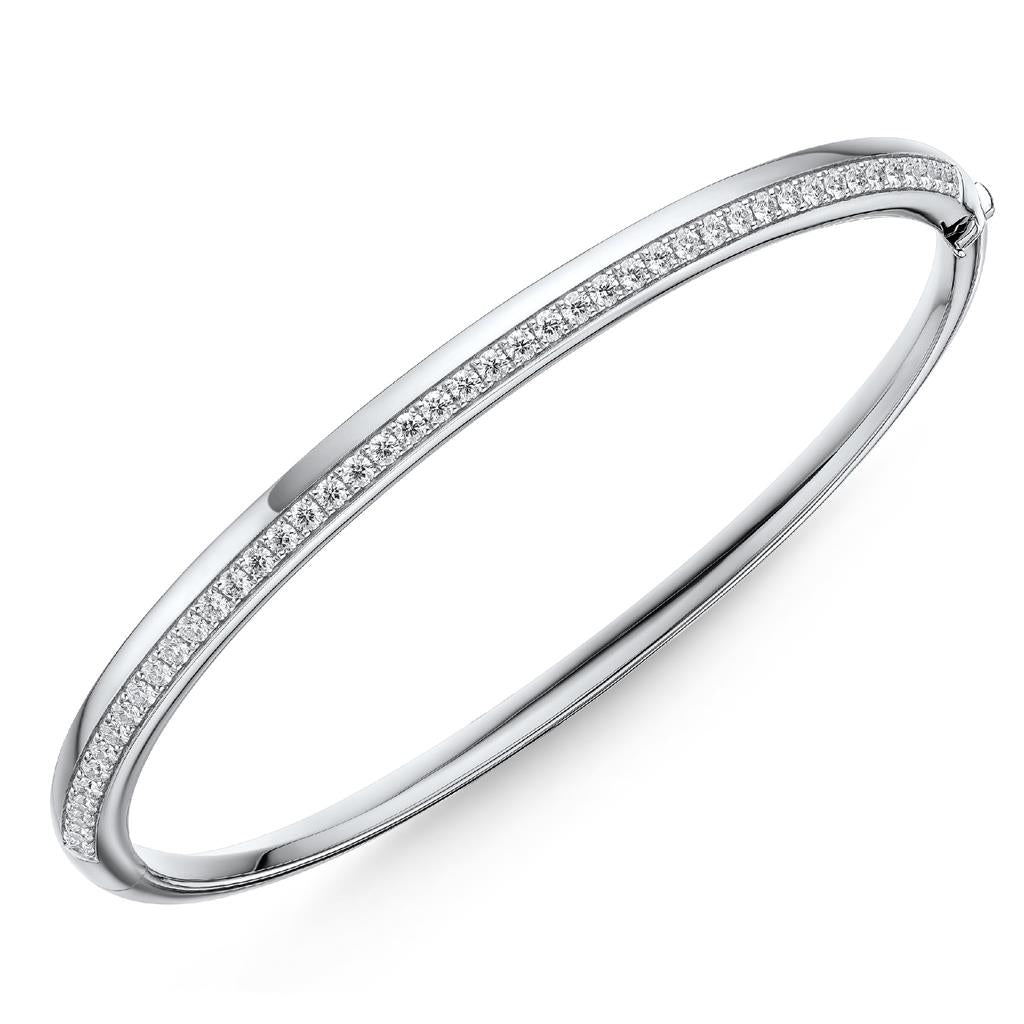 Hearts on Fire 18K White Gold Barre Pave Diamond Bangle UU28368W