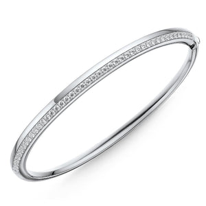 Hearts on Fire 18K White Gold Barre Pave Diamond Bangle UU28368W