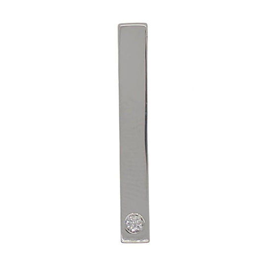 14K White Gold Diamond Accented Bar Pendant 14W1BAR