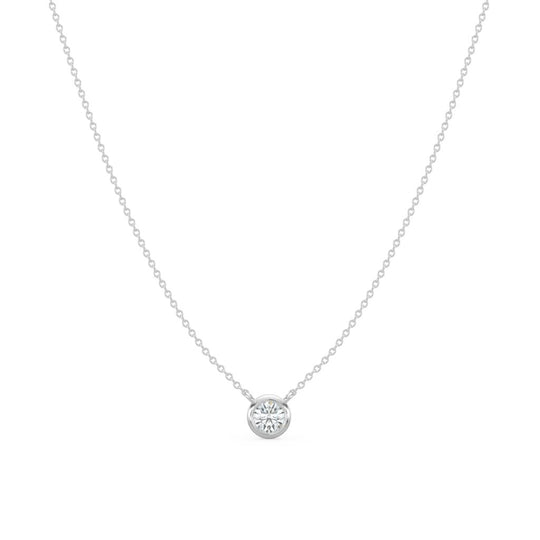 14K White Gold Solitaire Diamond Bezel Necklace NY020-384W1MQEQ